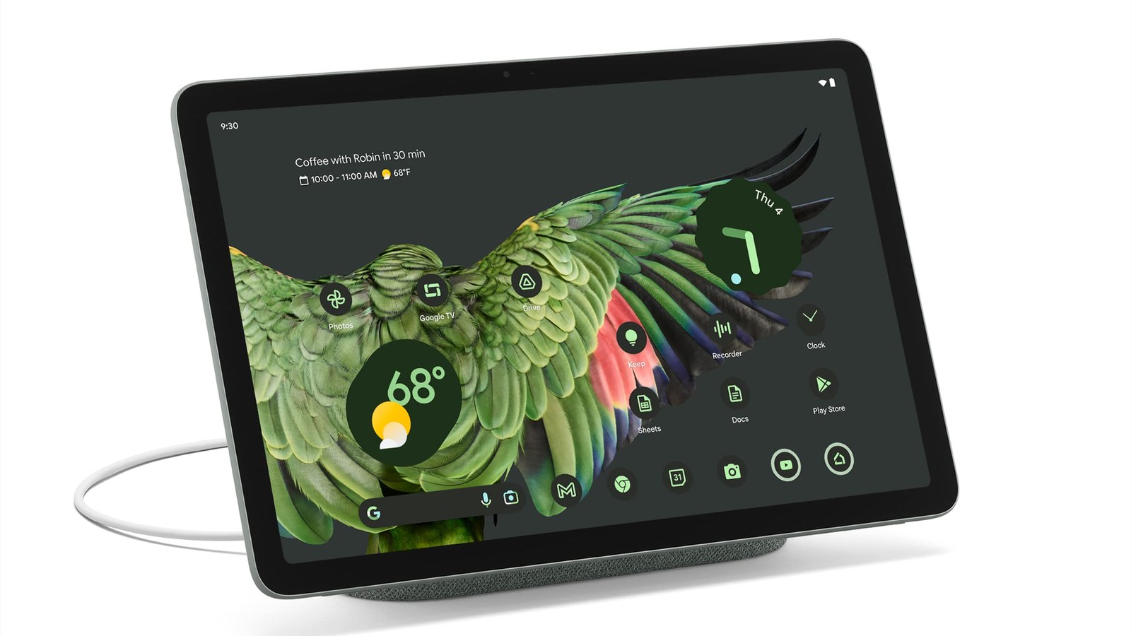 Google Pixel Tablet on its charging dock: screen and battery repair at ubrokeit in West Los Angeles